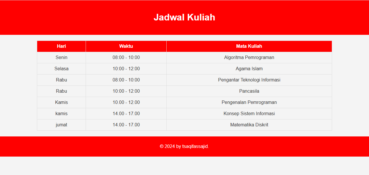 jadwal kuliah